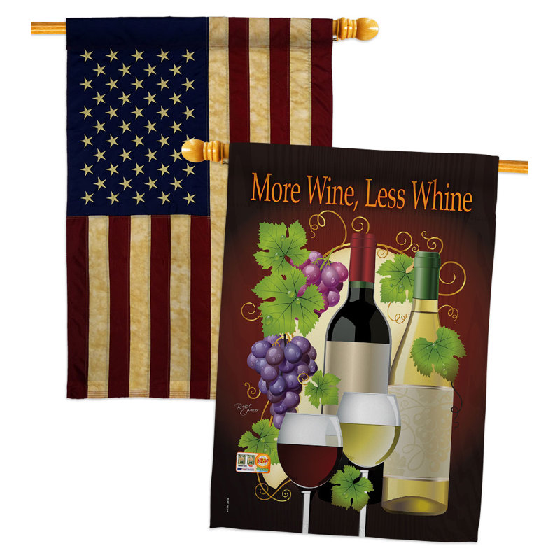 Drapeau de maison 40 po x 28 po More Wine Wine Whine