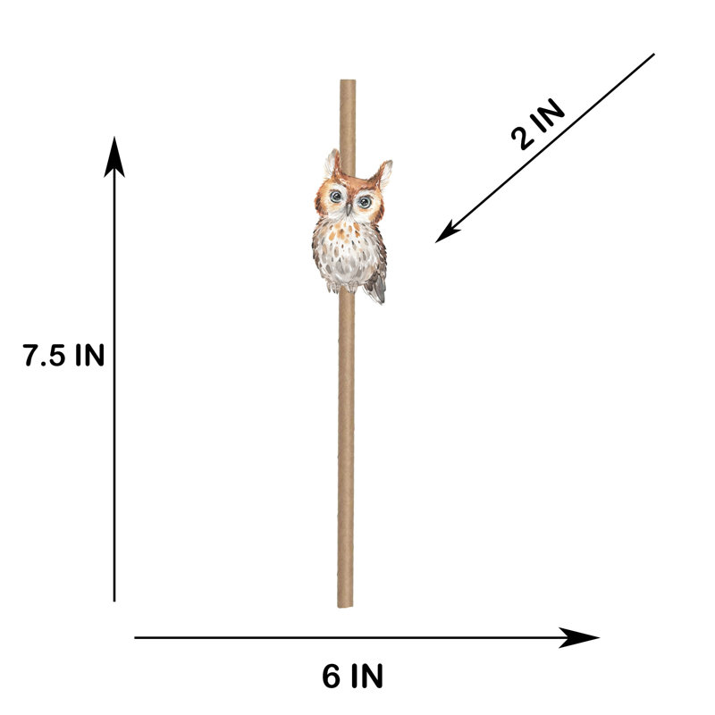 10 PCS Owls Woodland Animals Paper Straws