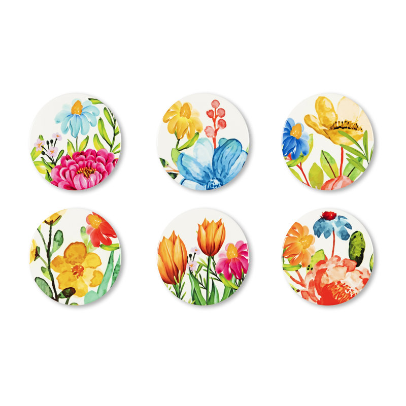 Blooming Round 6 Piece Coaster Set