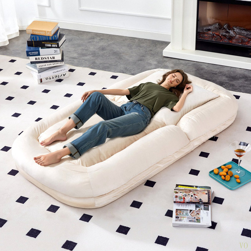 Méridienne pliante avec méridienne à 5 positions réglables pour jouer, méditer et se détendre, Beige