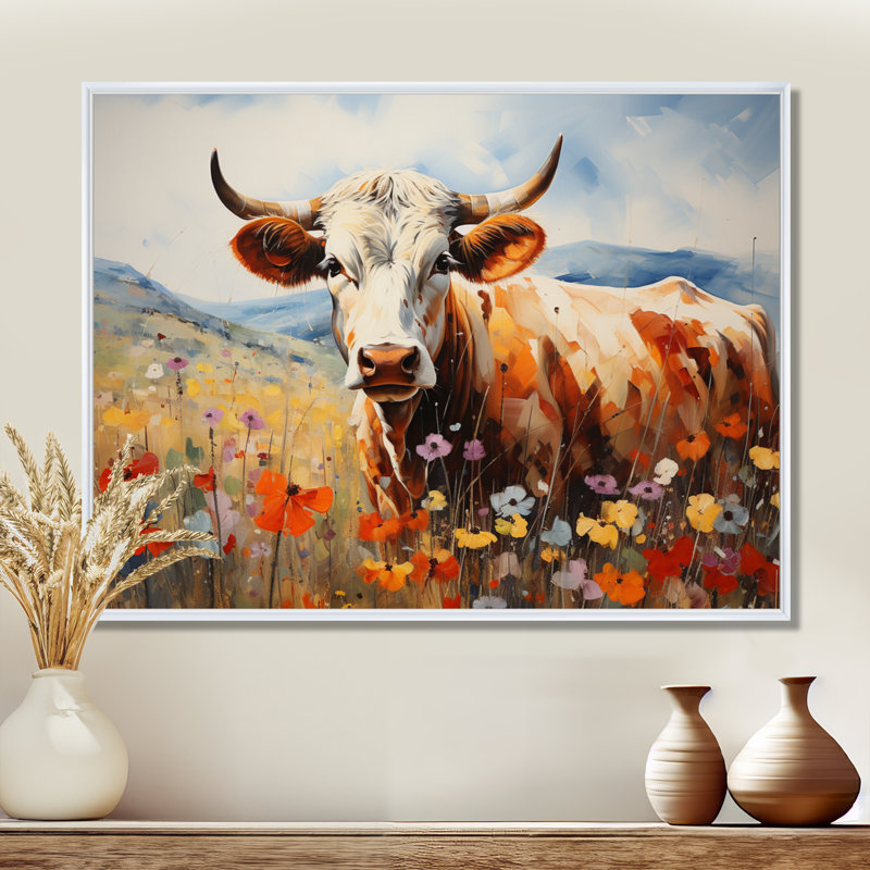 «Cow Natures Symphony II», reproduction sur toile, H 30 po x l 40 po x P 1,5 po, Cadre flottant blanc