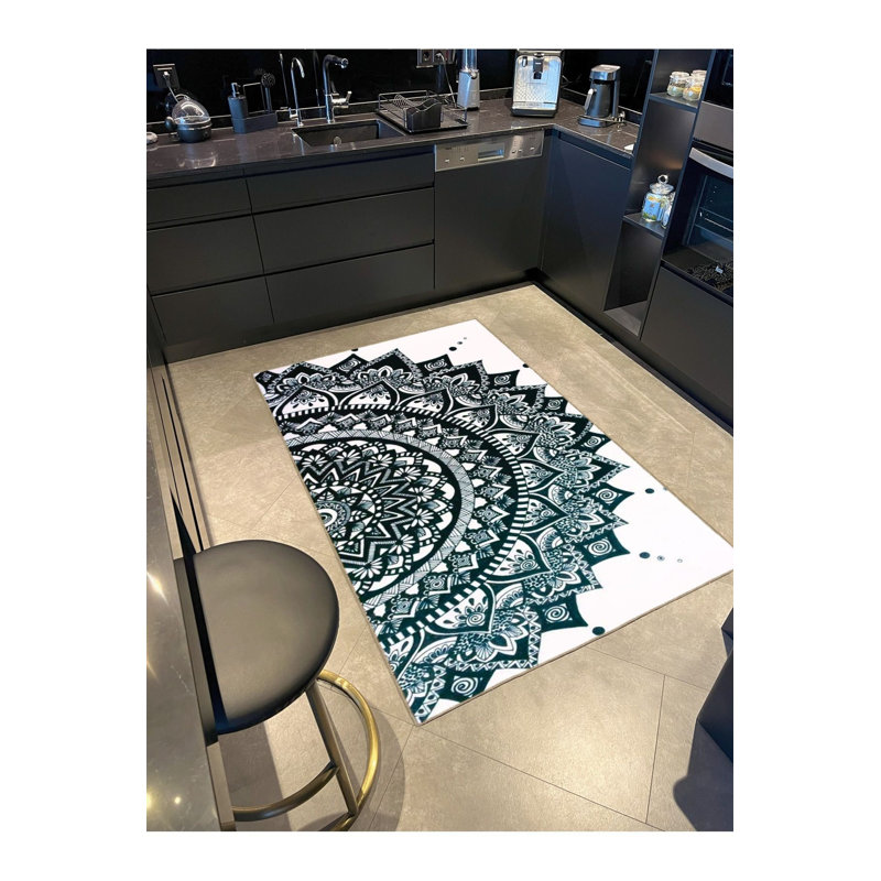 Tapis tissé à motif géométrique lavable à la machine, Sous-tapis rectangulaire de 3 pi 3 po x 4 pi 11 po