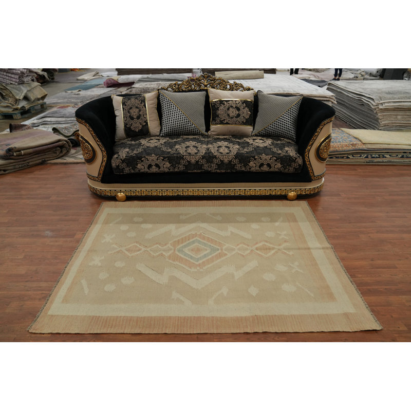 Subtle Geometric Patterns & Textures Neutral Toned Rug 5x6
