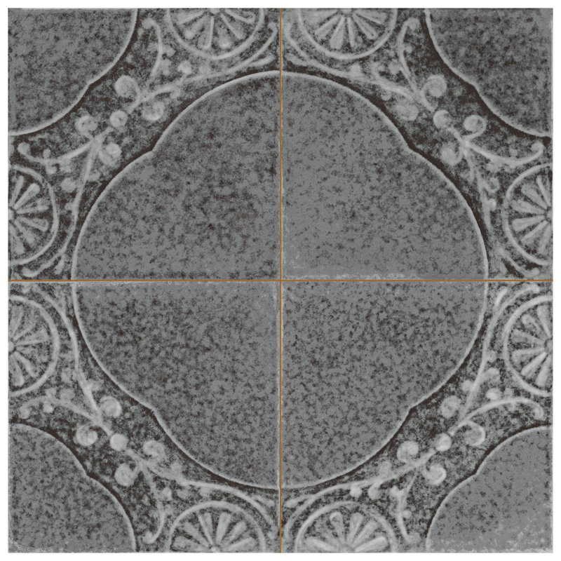Kings Jaipur 17-5/8 In. X 17-5/8 In. Ceramic Floor And Wall Tile, Black