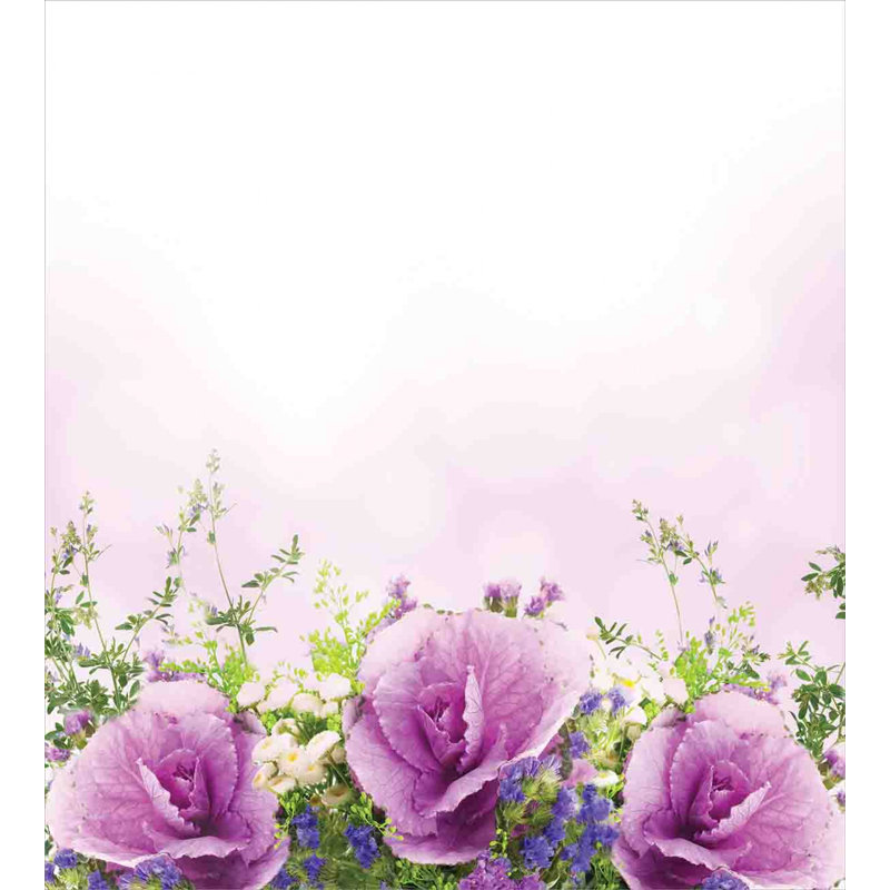 Lavender Green Floral Microfiber Queen Duvet Cover Set