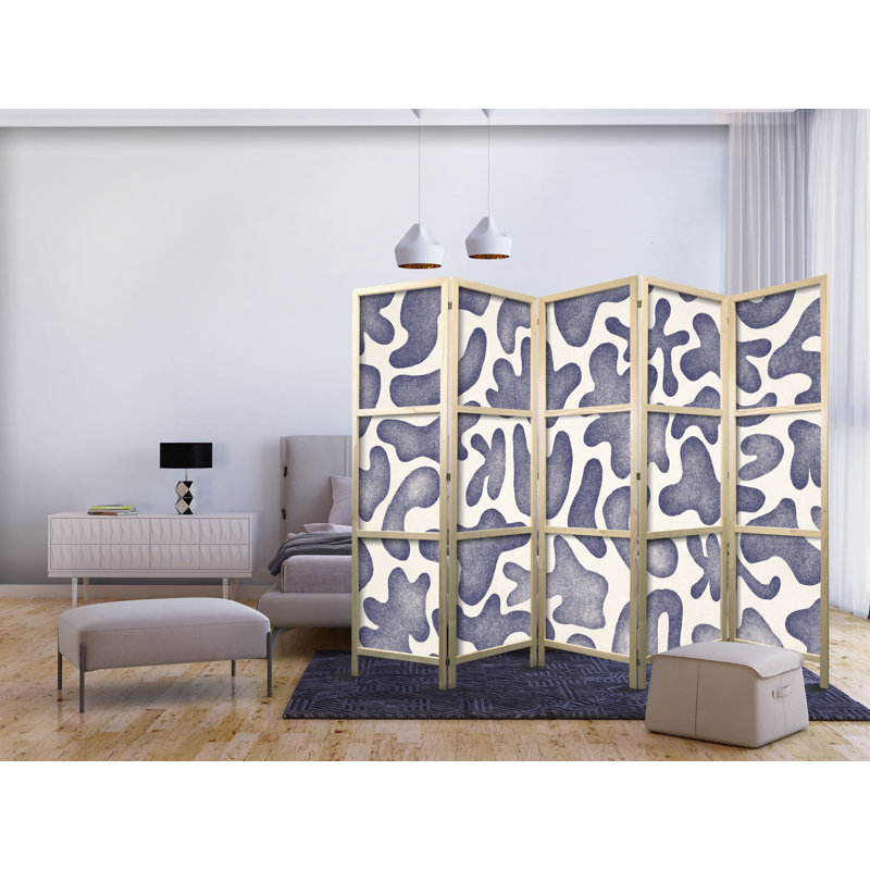 171cm H Solid Wood Folding Room Divider, 171cm H x 225cm W x 1.2cm D, 5