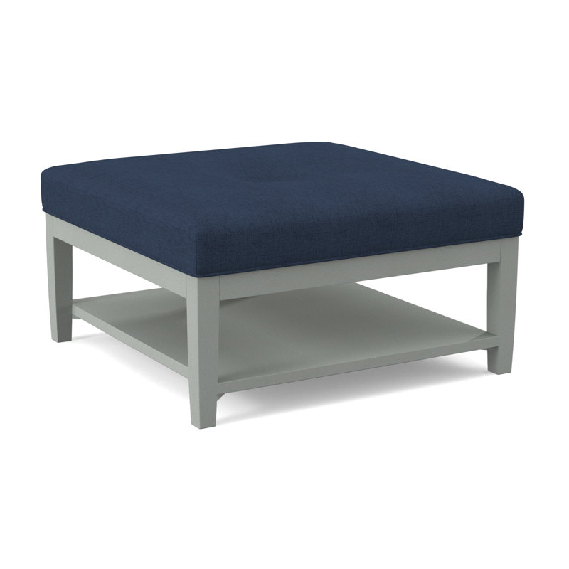 Hammond Square Ottoman, White Sugar Performance; 0863-91, Nickel Finish