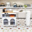 Îlot de cuisine roulant avec table allongée, îlot de cuisine avec lumière DEL, prises de courant et rangement-341179005