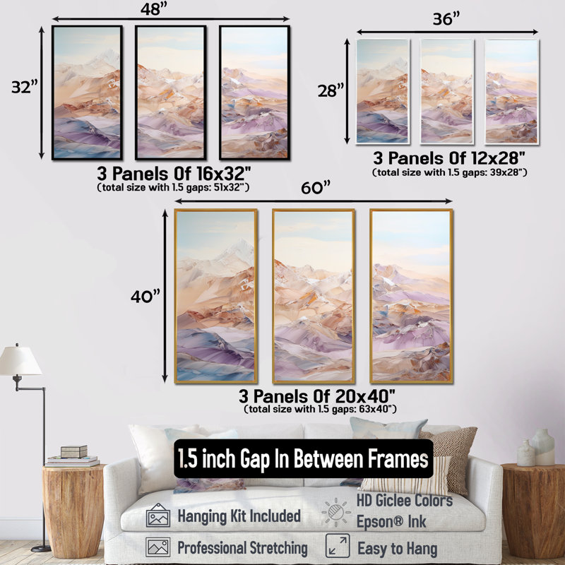 «Mountain Silent Beauty - Landscape Mountains», ensemble d'art sur toile, Cadre naturel flottant, H 40 po x l 60 po x P 1 po