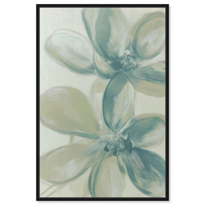 Décoration murale florale sarcelle Magnolia I par Art Remedy, cadre noir, 36 x 54