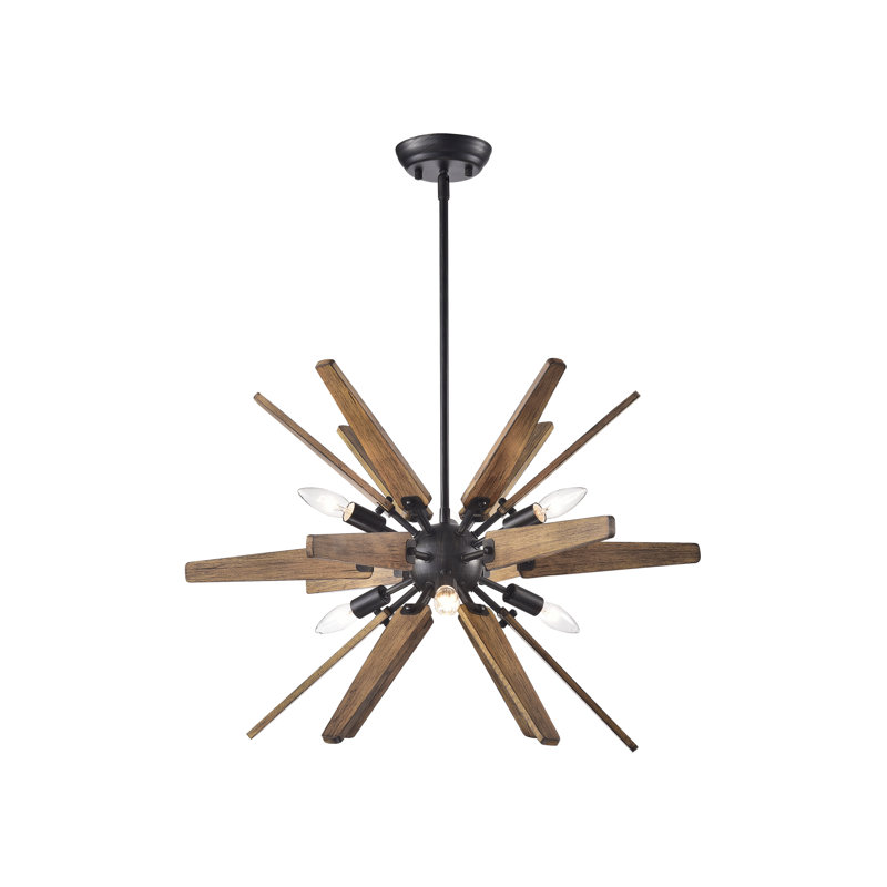 Lustre sphérique Spoutnik à 6 lumières avec détails en fer forgé Rachael, 6, H 24 po x l 26 po x P 26 po