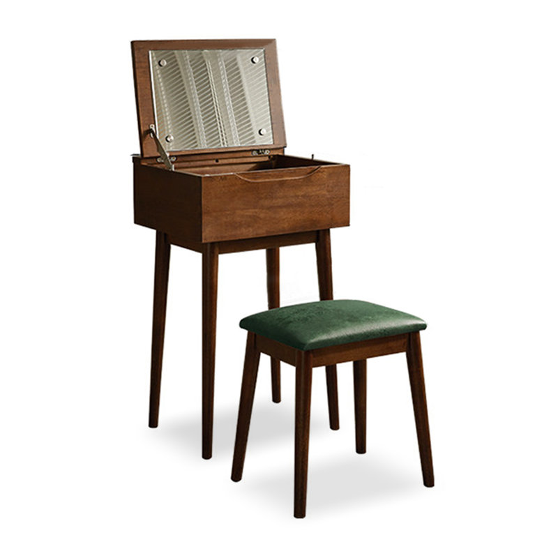 Coiffeuse Mid-Century avec miroir et compartiment de rangement