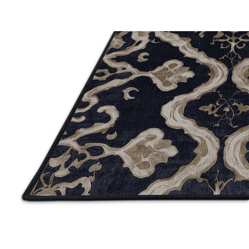 Machine Washable Gray Area Rug, Rectangle 7' x 9'