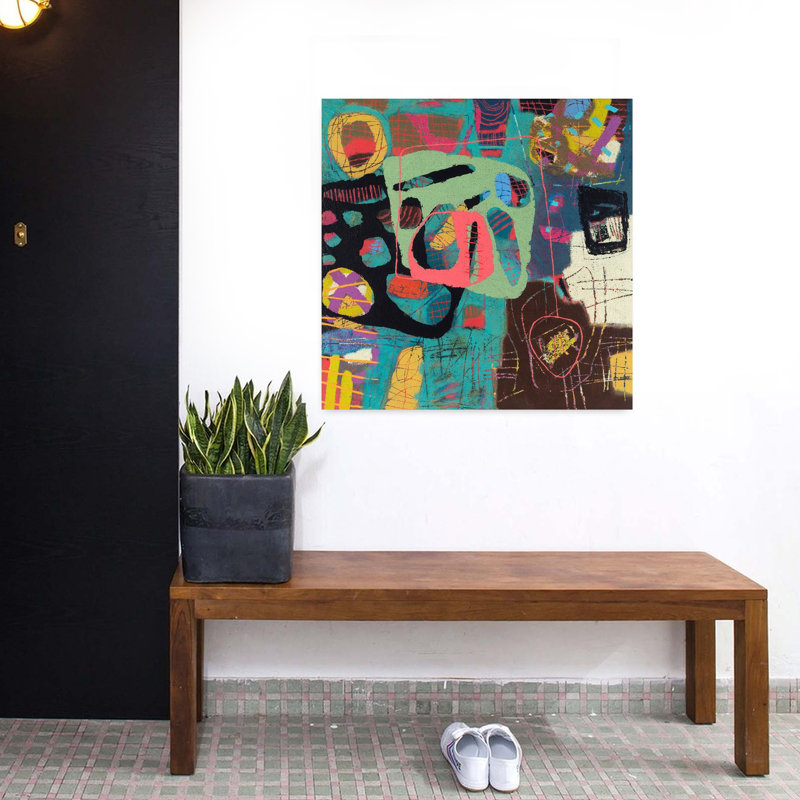 Conversations dans l'abstrait n ° 108, art contemporain abstrait, H 32 po x l 32 po