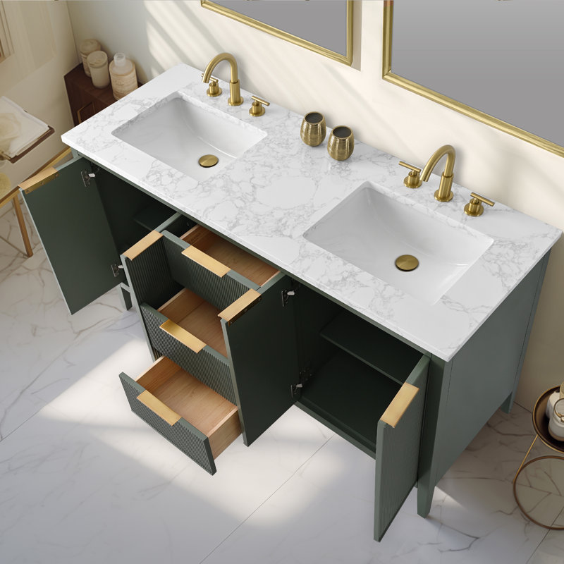 Bilroy 60" Double Vanity, Vintage Green/Brushed Bronze