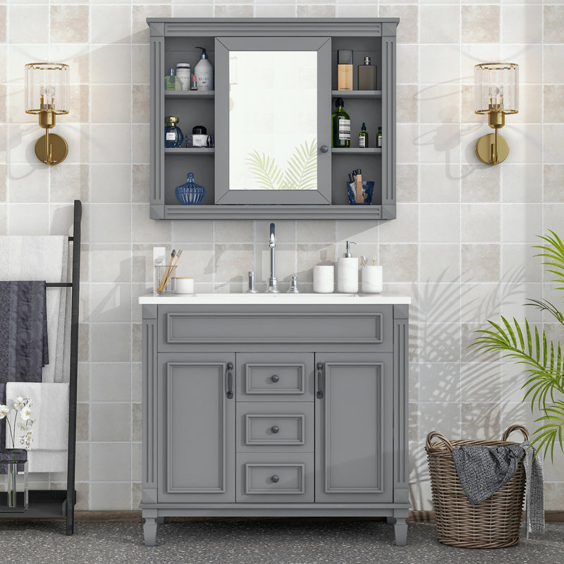 Rangement pour salle de bain Tameisha, Gris