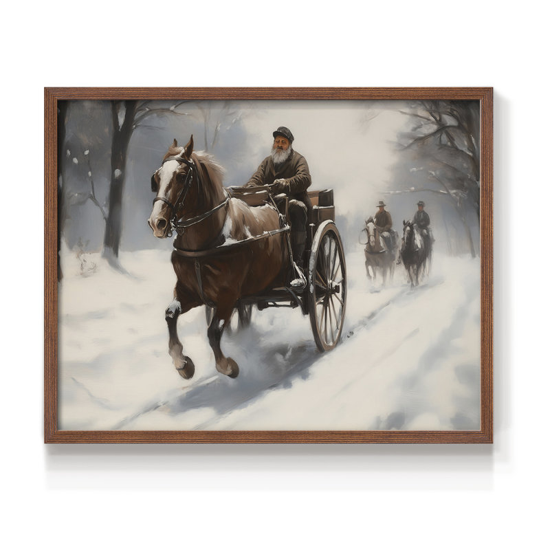 Art de Noël - DCCDXLI - Reproduction encadrée - Restickable, H 22 po x l 28 po, Noyer