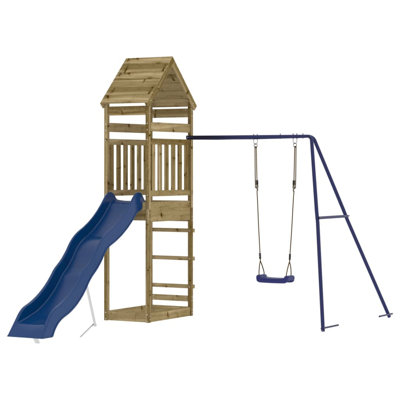 Guillen Freeport Park Solid Wood Swing Set with Swing(s) Slide(s)