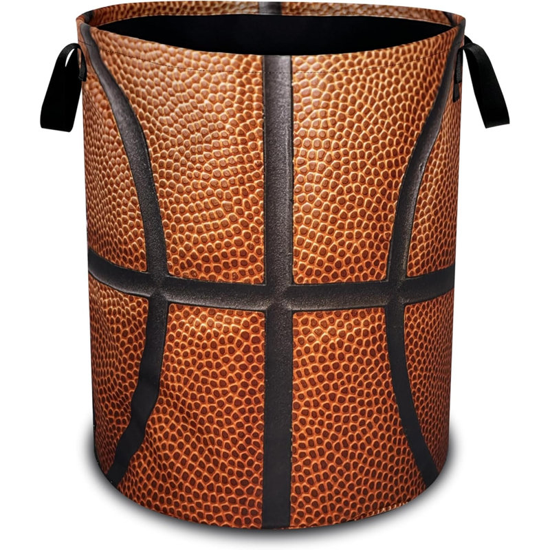 Basketball Laundry Basket Ball Texture Oxford Cloth Laundry Hamper With Handle Foldable Portable Clothes Storage Basket Storage Bag For Laundry Room/Bathroom/Bedroom/Dormitories