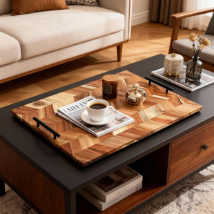 Acacia Wood Cutting Boardet With Handles, Herringbone Pattern Kitchen Boards, Wooden Stovetop Cover Board For Gas Stove And Electric Stove Top,  Easy Grip Handle For Chopping, Serving, And Meal Prep