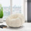 Fauteuil d'appoint pivotant en citrouille blanc avec tissu bouclé crème, sans assemblage, facile d'entretien et de conception moderne