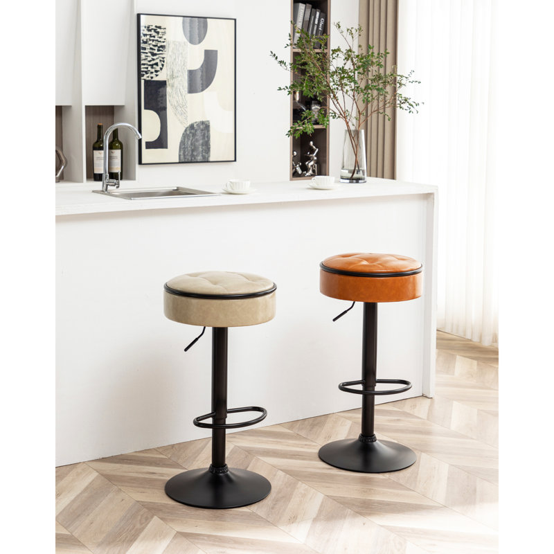 Cuir d'unité centrale de 2, hauteur réglable et rotation à 360 ° avec espace de rangement, 2 faux tabourets de bar pivotants, pour le sous-sol