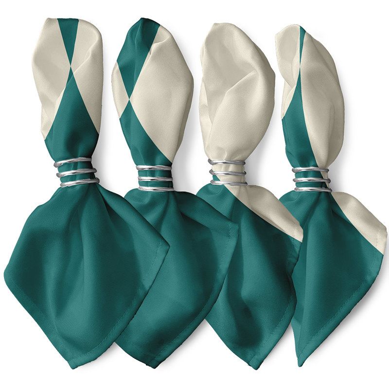 Laceyleigh Polyester Geometric Square Napkin, Teal