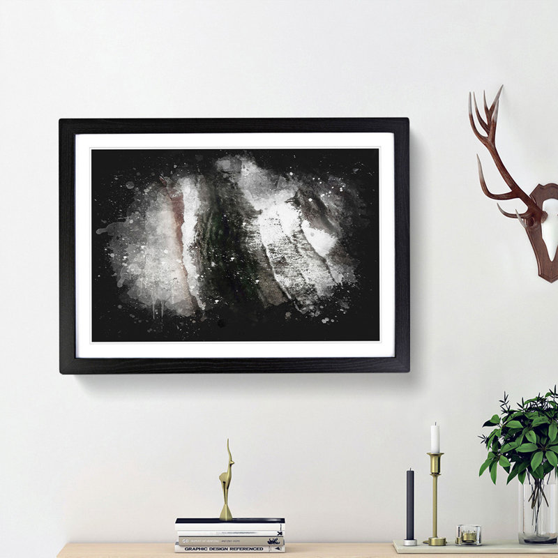 Aerial View of the Beach - Picture Frame Painting Print, 62cm H x 87cm W x 2cm D, Black Framed