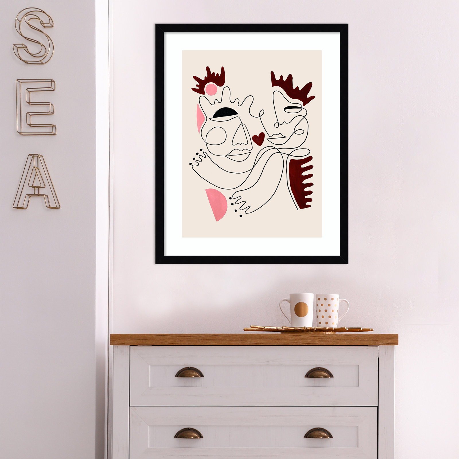 Love Yours Print by Shatha Al Dafai, 25.38" H x 20.38" W x 0.875" D, Noir Black Framed