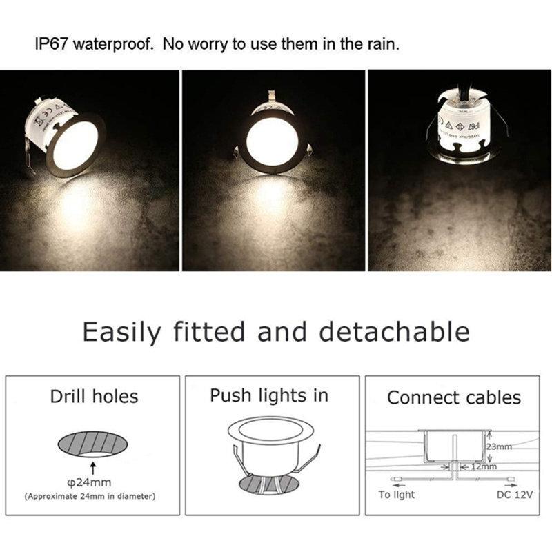 Ensemble de lumières encastrées pour terrasse à DEL au sol pour éclairage extérieur blanc chaud et basse tension
