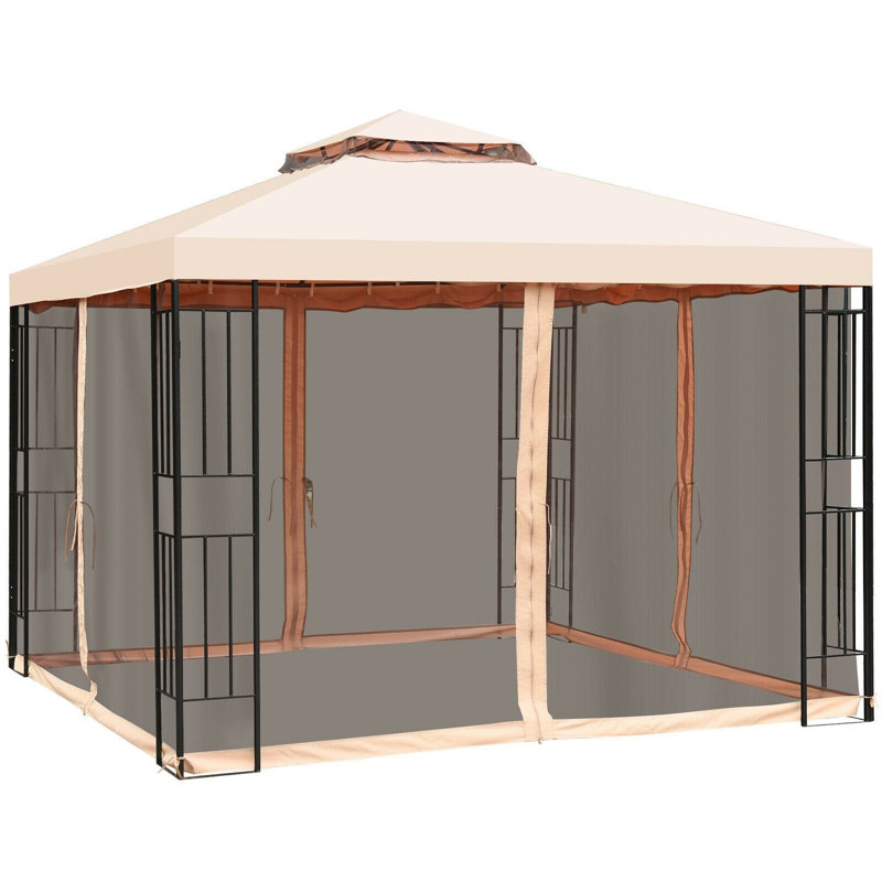 Gazebo de patio en acier de 10 pieds de largeur x 10 pieds de profondeur