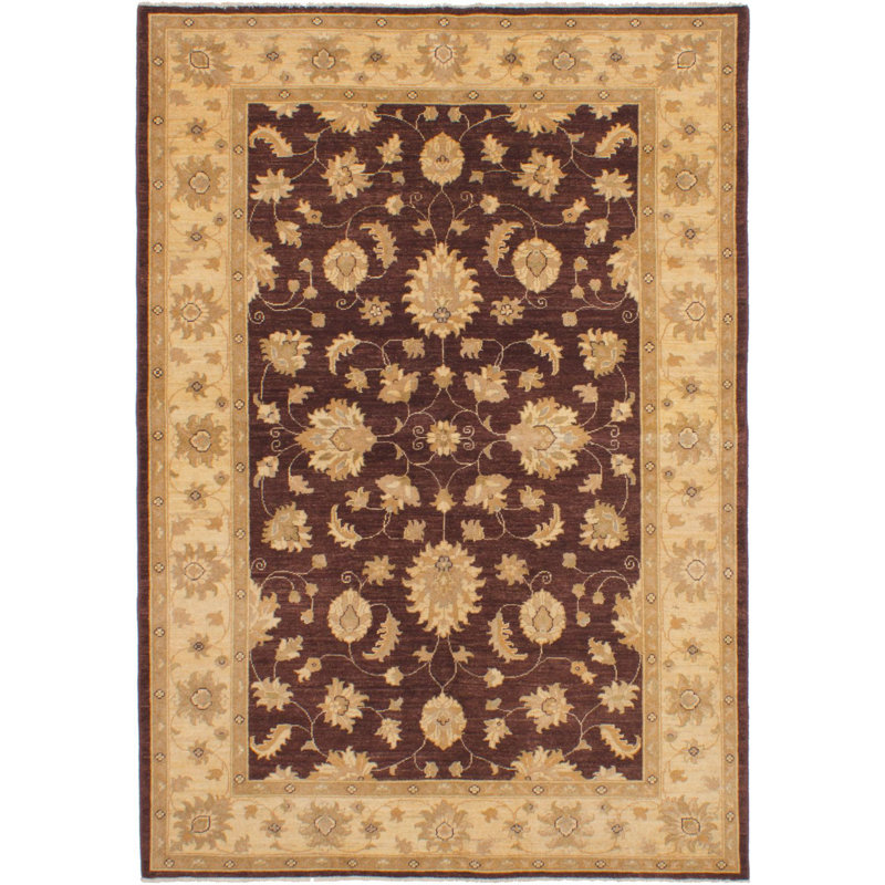 Tapis de la zone en laine brun foncé 5 pi 7 po x 8 pi 1 po one-of-kind à la main noué la Kali