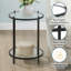 Carolina Round Glass End Table with Metal Shelf-1952550212