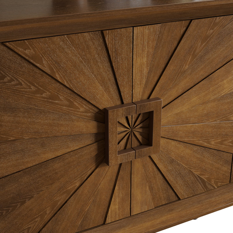 Crédence 60 po avec portes Sunburst - Meuble télé et rangement en bois antique