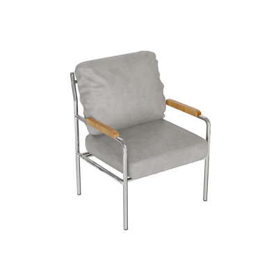 Fauteuil Mid-Century moderne en cuir et acier inoxydable