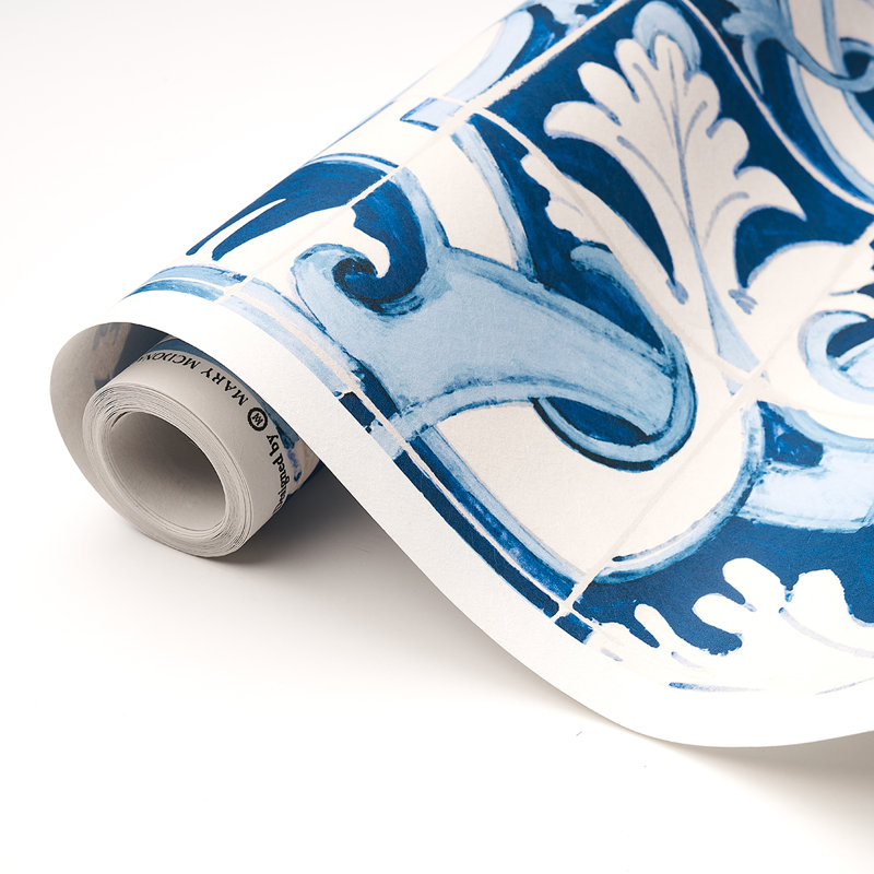 Schumacher x Mary McDonald Azulejos Wallpaper, Azure