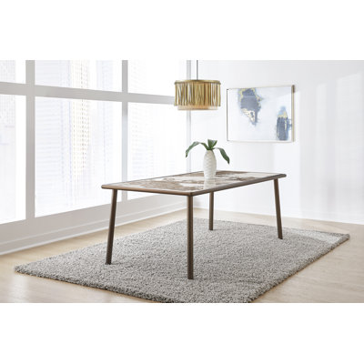 Stone Top Metal Base Dining Table