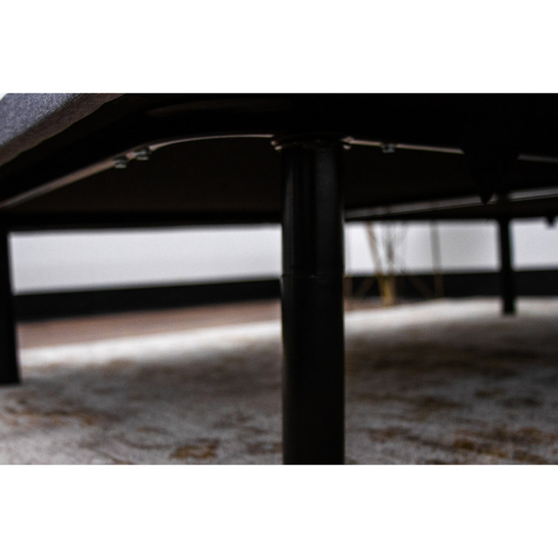 Twin Xl X Series Upholstered Foundation - Modern Style, 6 Adjustable Legs, 1000 Lbs Capacity, Gray Upholstery, Strong Steel Frame, Foldable Hinge, Easy Install In Gray, Legs With Heights, Build,
