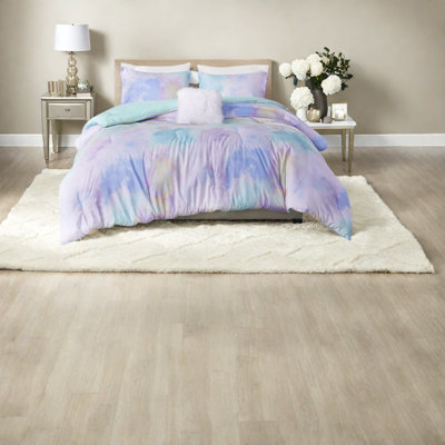 Dreamy Tie Dye Bedding Sets, Polyester Aqua Comforter, Bohemian Chic For Home