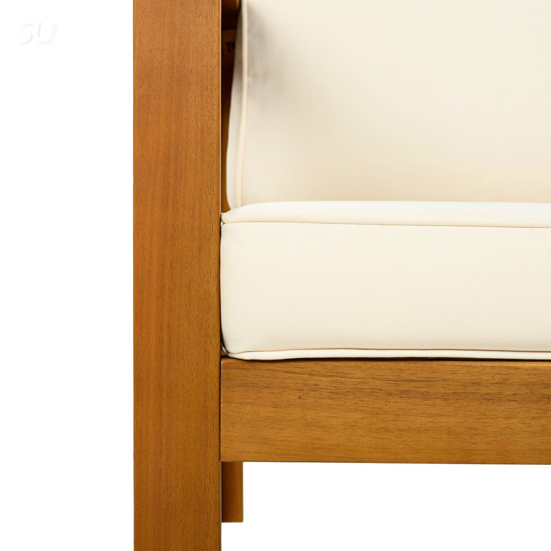 Ensemble de conversation pour patio avec fauteuils et table de bout en bois d'acacia, solution de siège d'extérieur durable et confortable