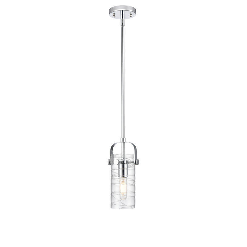 Luminaire suspendu à tige 1 lumière Shongopovi 12 po, H 9,5 po x l 5 po x P 5 po, Tourbillon déco, Chrome poli