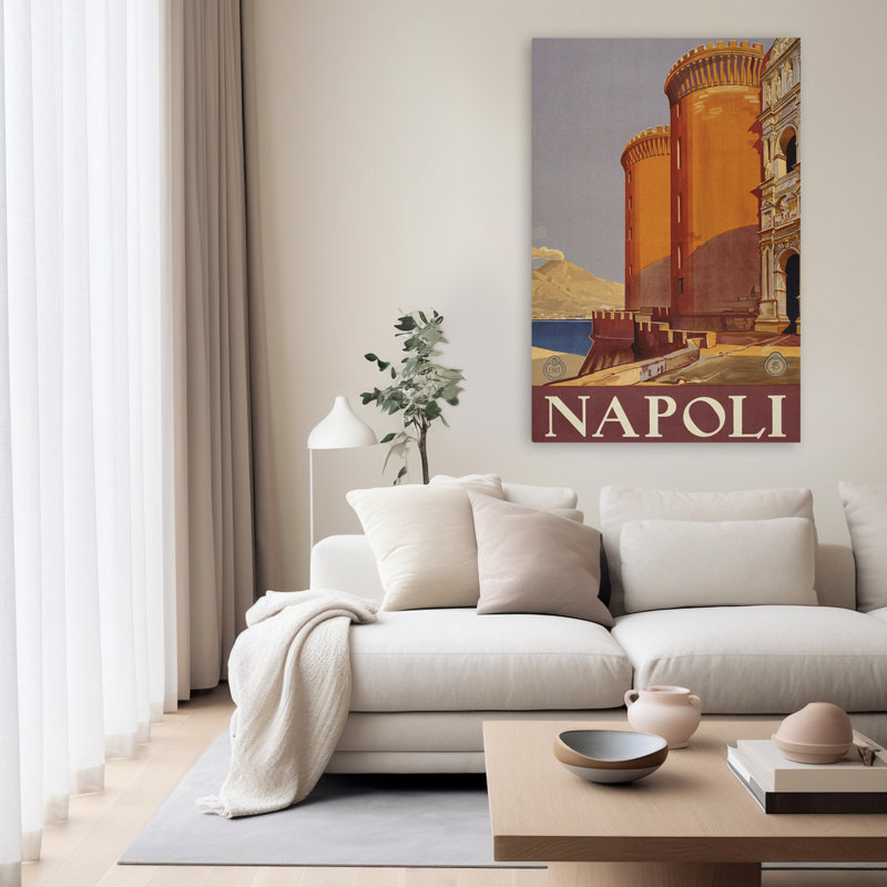 Napoli minimaliste; Illustration de voyage et carte moderne, H 60 po x l 40 po