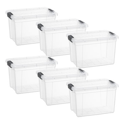 Latitude Run® Clear Storage Bins with Lids, 6 Pack- Plastic Storage Boxes for Home- 4.5 Quart