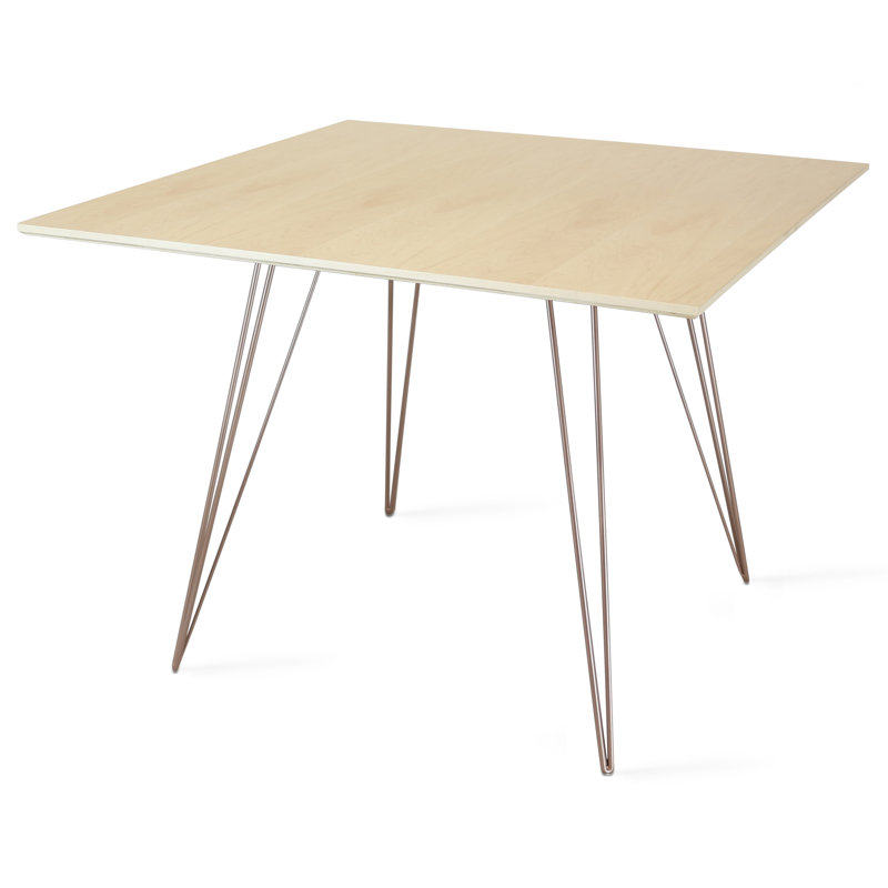 Table de salle à manger Williams, H 30 po x L 40 po x l 40 po, Cuivre rose, Noyer