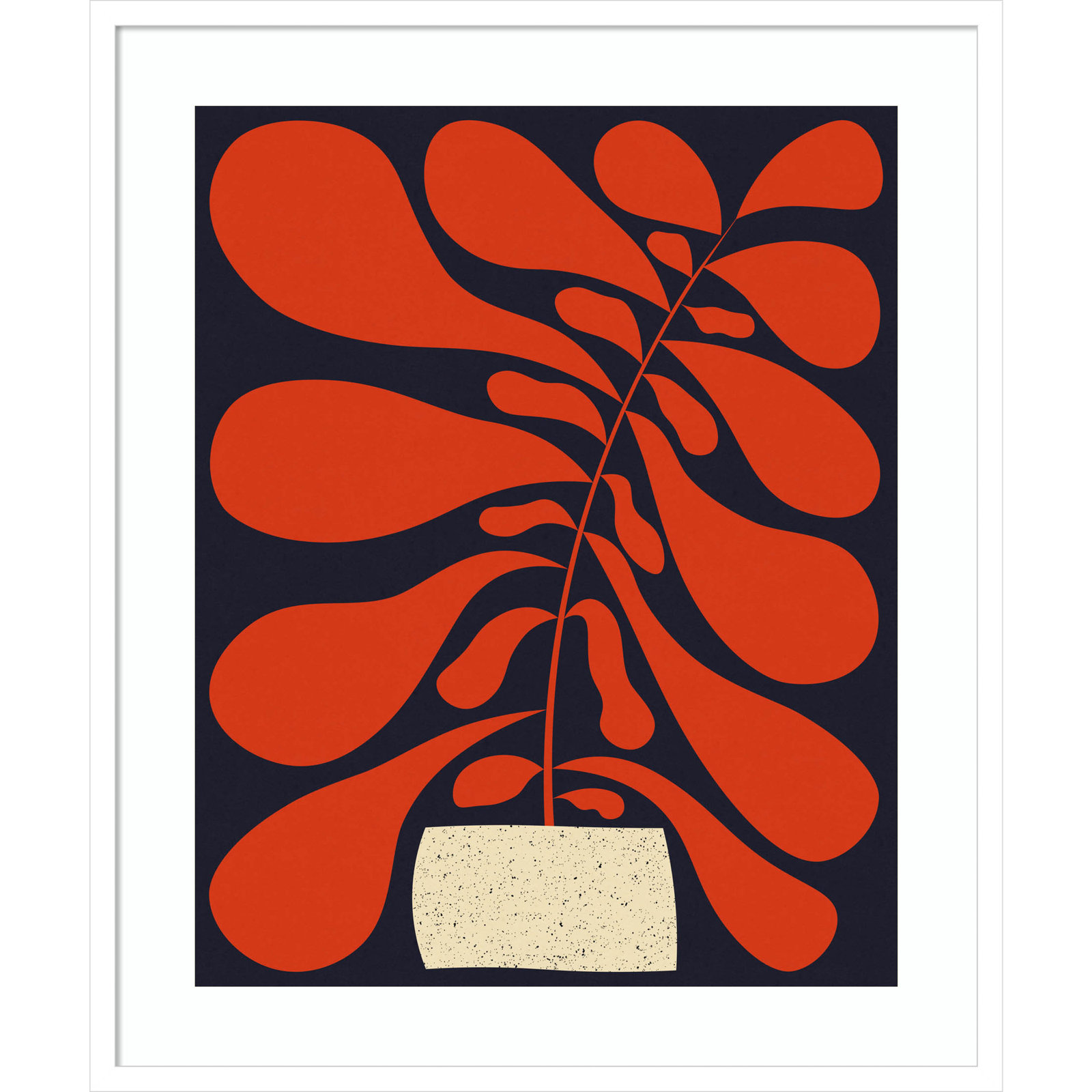 Lynne "Lazy Plant No. 1" Print, White , 33" H x 28" W