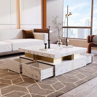 Table basse moderne avec rangement à 4 tiroirs et table basse contemporaine