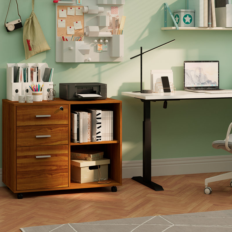 Mikhaila 3 Drawer Storage Drawer, Teak