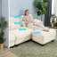 Canapé d'angle à compression, canapé modulaire en chenille beige, intérieur moderne avec 2 poufs