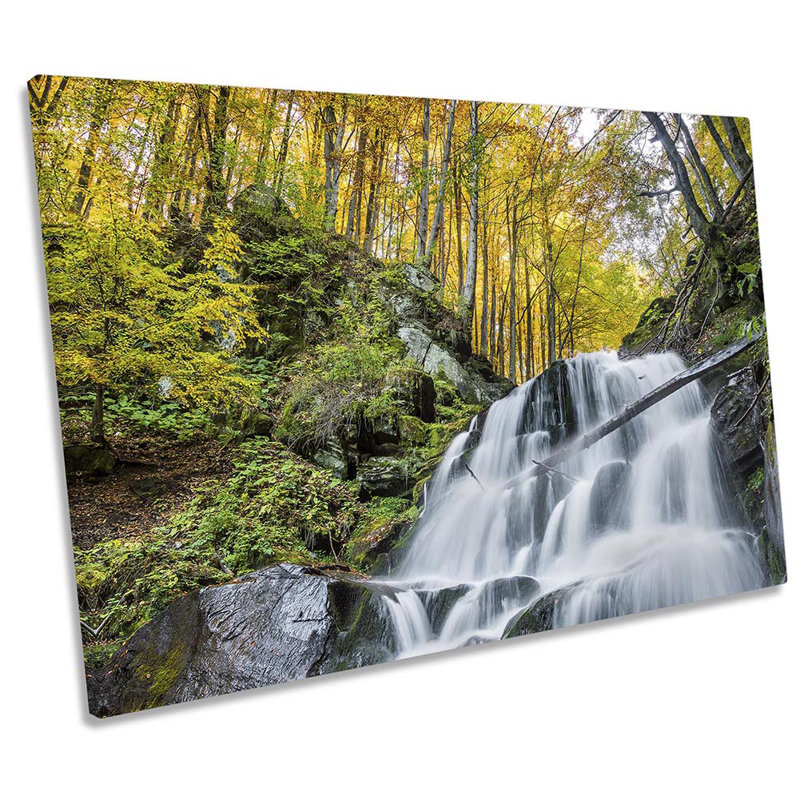 Waterfall Forest Landscape - Wrapped Canvas Print, 30.5cm H x 45.7cm W 