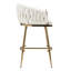 Tabouret de bar îlot de cuisine en velours beige de 26 po, dossier ondulé à la main, base dorée, coussin à rebond élevé, processus de tricotage, pieds réglables, convient aux tabourets de bureau et de salon